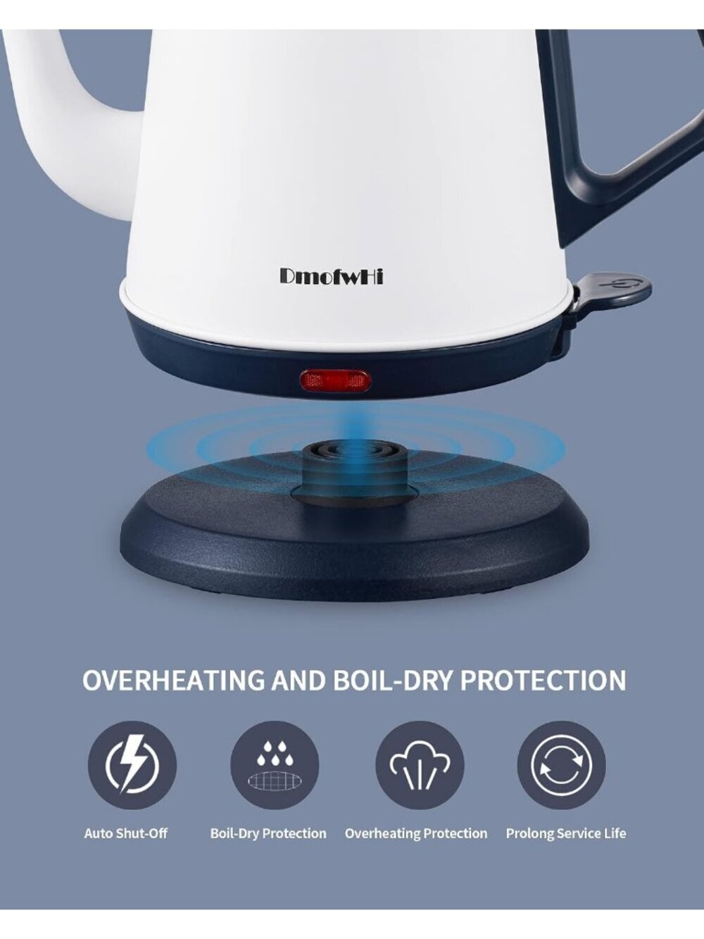 1.0L White Gooseneck Electric Kitchen Kettles Stainless Steel BPA Free Pour Over - Picture 6 of 7